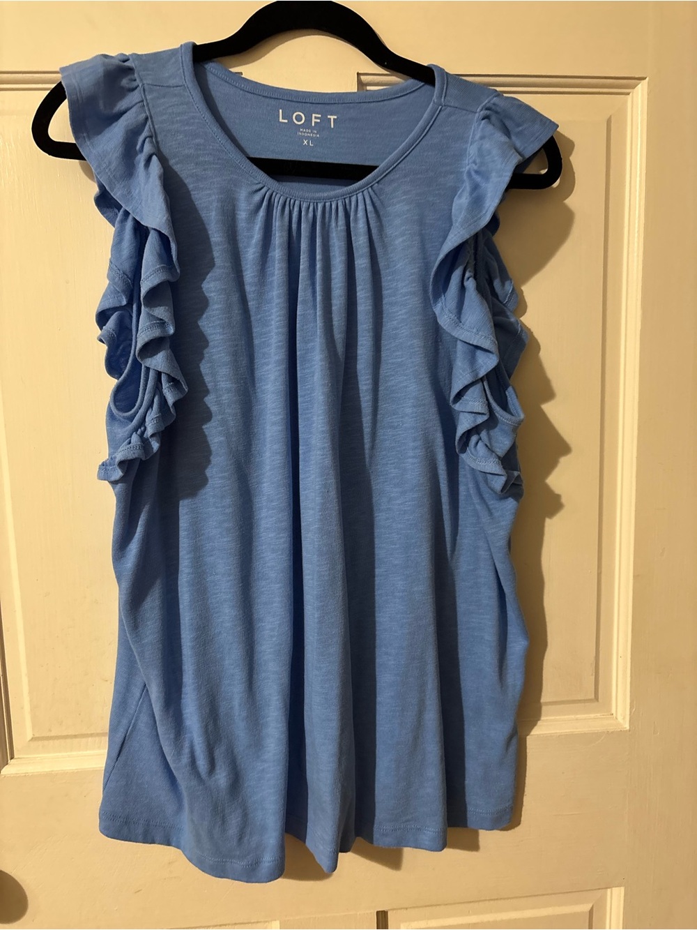 LOFT Light Blue Ruffle Sleeve Tunic Top
